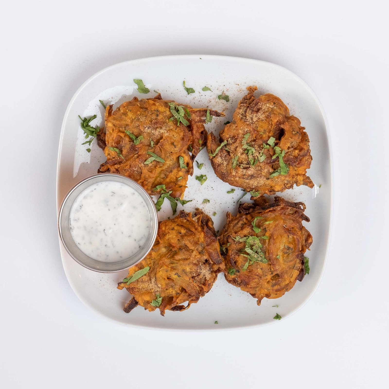 Sabzi pakora — grøntsager i krydret kikærtemelsdej, stegt sprøde